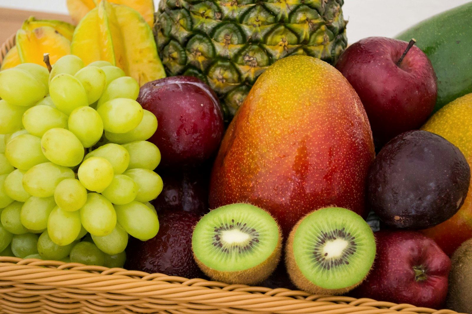 A colourful arrangement of fresh fruit